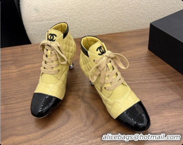 Top Design Chanel Lace-up Boots in Calfskin & Patent Leather CH091030 Beige 2026