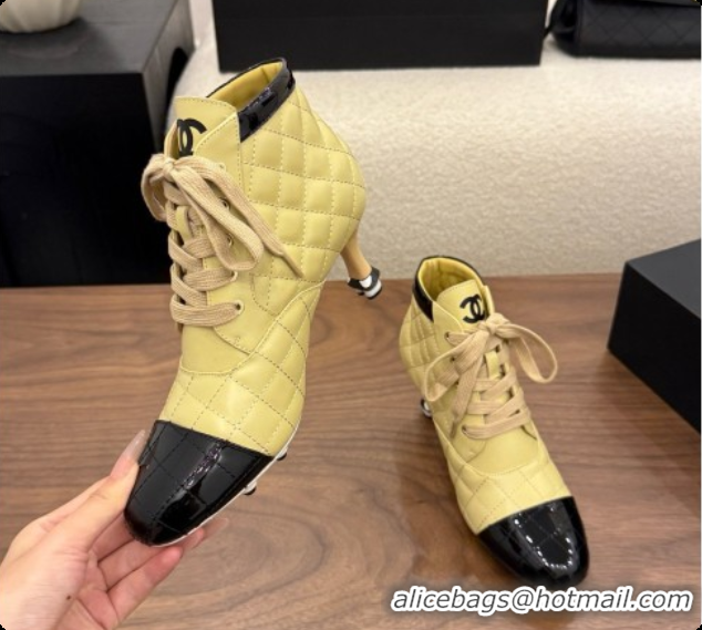 Top Design Chanel Lace-up Boots in Calfskin & Patent Leather CH091030 Beige 2026