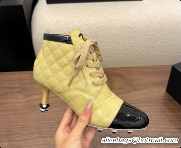 Top Design Chanel Lace-up Boots in Calfskin & Patent Leather CH091030 Beige 2026