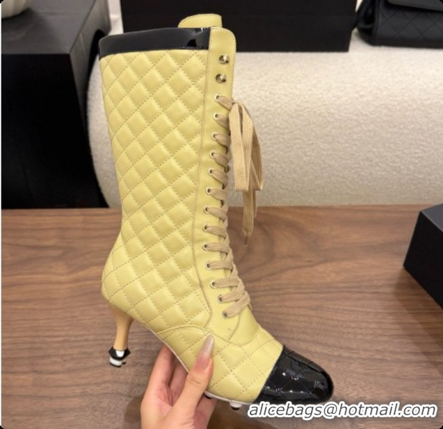 Luxury Discount Chanel Lace-up Boots in Calfskin & Patent Leather CH091033 Beige 2026
