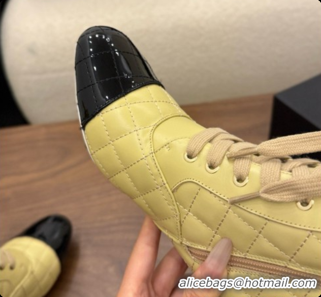 Luxury Discount Chanel Lace-up Boots in Calfskin & Patent Leather CH091033 Beige 2026