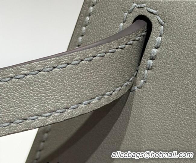 Spot Bulk Hermes Kelly Pochette Swift Bag 22cm in Cow Leather 0414 Tin Grey 2026 (Half Handmade)
