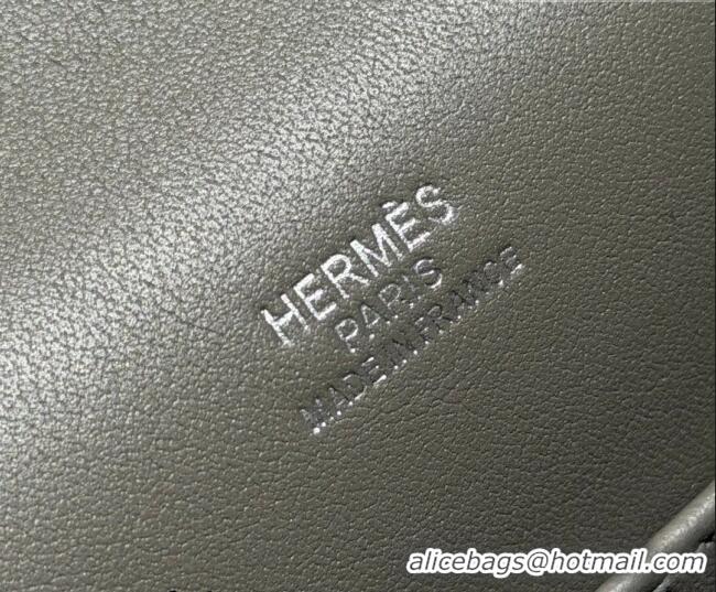 Spot Bulk Hermes Kelly Pochette Swift Bag 22cm in Cow Leather 0414 Tin Grey 2026 (Half Handmade)