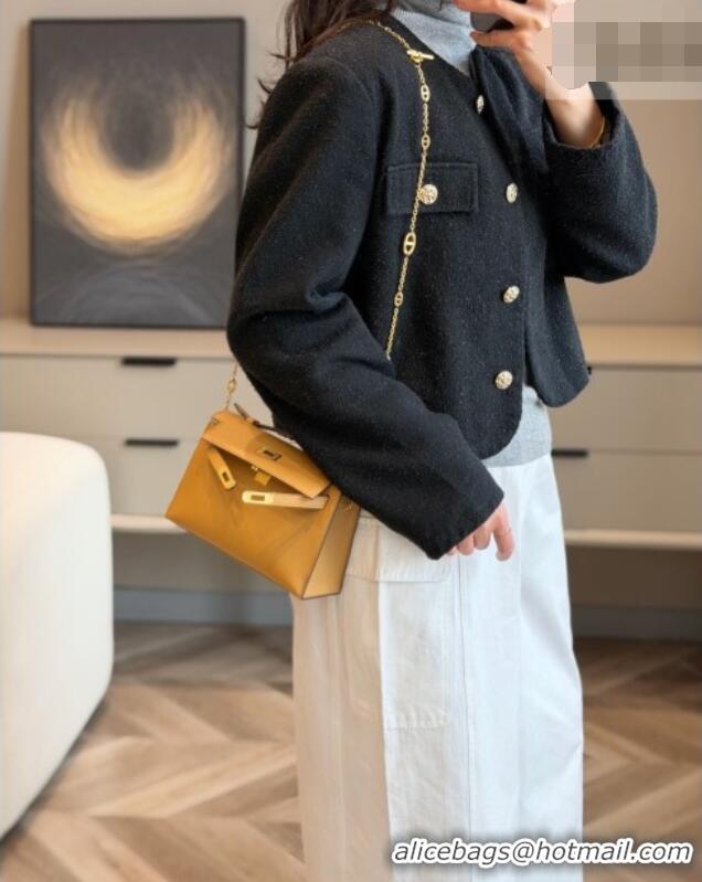 Cheapest Hermes Kelly Pochette Swift Bag 22cm in Cow Leather 0414 Milk Tea 2026 (Half Handmade)