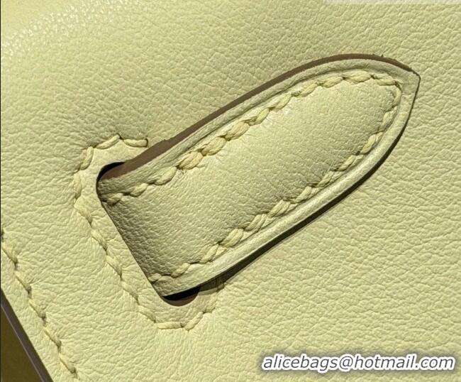 Chic Discount Hermes Kelly Pochette Swift Bag 22cm in Cow Leather 0414 Milton Yellow 2026 (Half Handmade)
