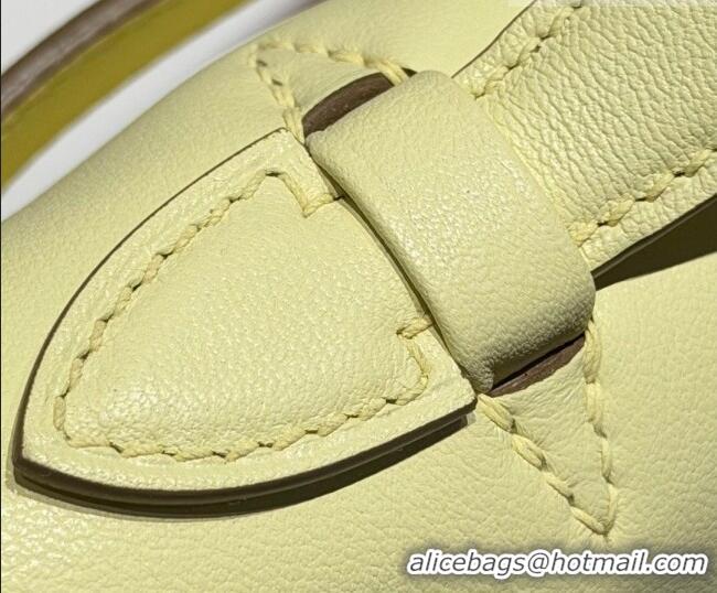 Chic Discount Hermes Kelly Pochette Swift Bag 22cm in Cow Leather 0414 Milton Yellow 2026 (Half Handmade)