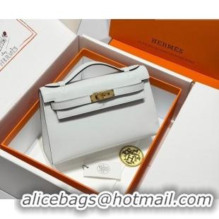 Best Price Hermes Kelly Pochette Swift Bag 22cm in Cow Leather 0414 Brail Blue 2026 (Half Handmade)