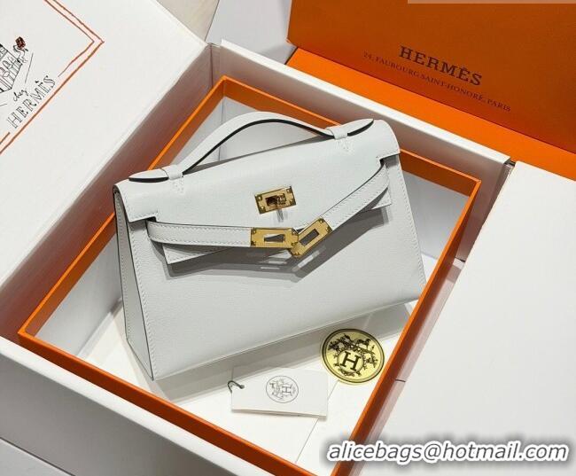 Best Price Hermes Kelly Pochette Swift Bag 22cm in Cow Leather 0414 Brail Blue 2026 (Half Handmade)