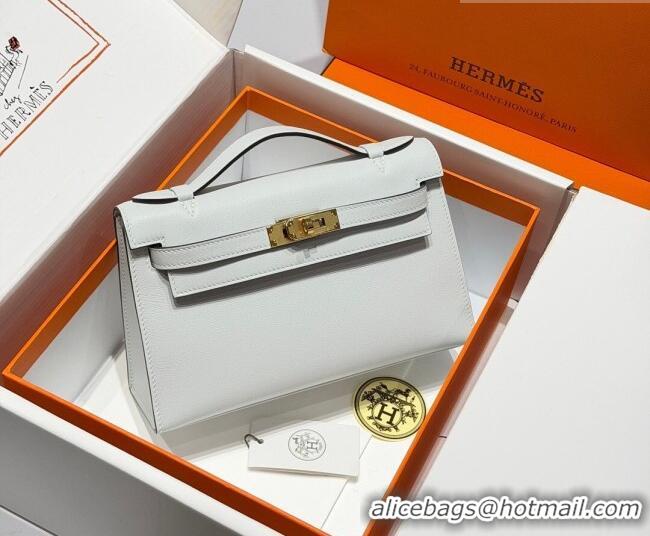 Best Price Hermes Kelly Pochette Swift Bag 22cm in Cow Leather 0414 Brail Blue 2026 (Half Handmade)