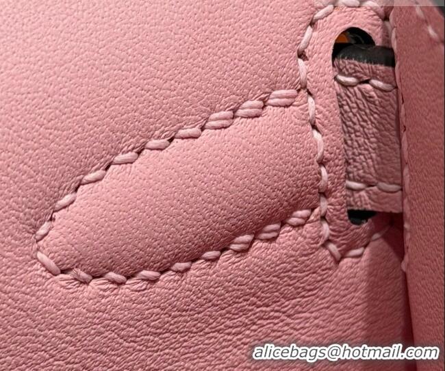 Good Quality Hermes Kelly Pochette Swift Bag 22cm in Cow Leather 0414 Milk Shake Pink 2026 (Half Handmade)