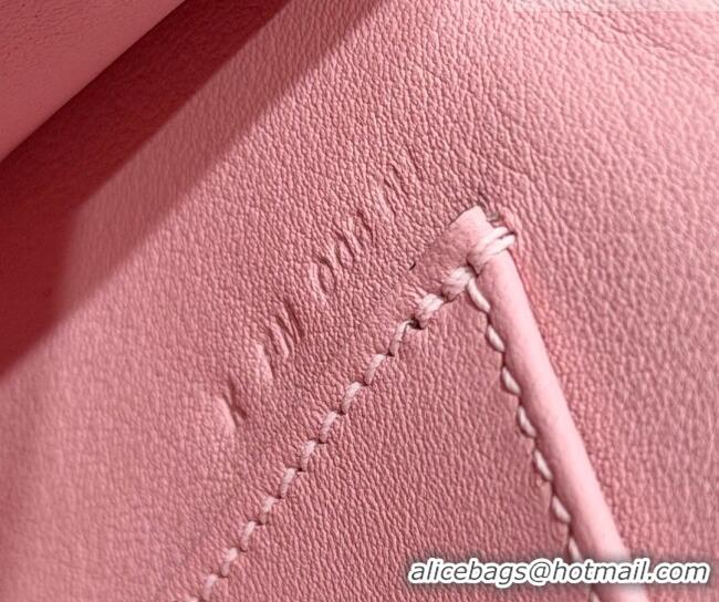 Good Quality Hermes Kelly Pochette Swift Bag 22cm in Cow Leather 0414 Milk Shake Pink 2026 (Half Handmade)