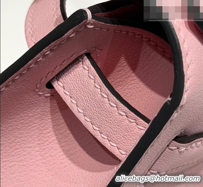 Good Quality Hermes Kelly Pochette Swift Bag 22cm in Cow Leather 0414 Milk Shake Pink 2026 (Half Handmade)