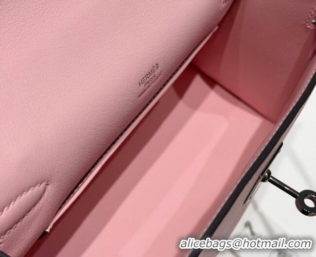 Good Quality Hermes Kelly Pochette Swift Bag 22cm in Cow Leather 0414 Milk Shake Pink 2026 (Half Handmade)