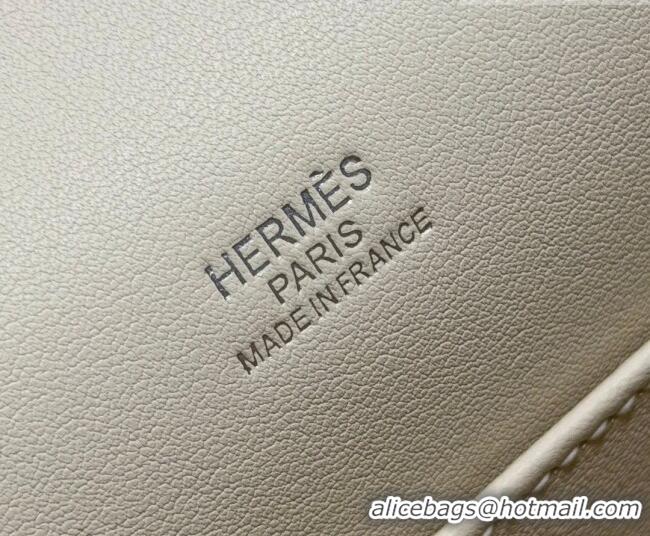 Best Grade Hermes Kelly Pochette Swift Bag 22cm in Cow Leather Milk Shake 0414 White/Silver 2026 (Half Handmade)