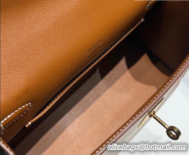 Most Popular Hermes Kelly Pochette Swift Bag 22cm in Cow Leather 0414 Brown/Gold 2026 (Half Handmade)