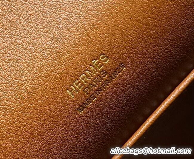 Most Popular Hermes Kelly Pochette Swift Bag 22cm in Cow Leather 0414 Brown/Gold 2026 (Half Handmade)