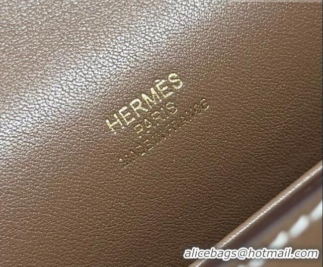 Shop Discount Hermes Kelly Pochette Swift Bag 22cm in Cow Leather 0414 Elephant Grey/Gold 2026 (Half Handmade)