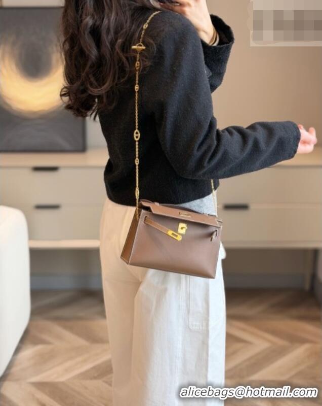 Best Price Hermes Kelly Pochette Swift Bag 22cm in Cow Leather 0414 Elephant Grey/Silver 2026 (Half Handmade)