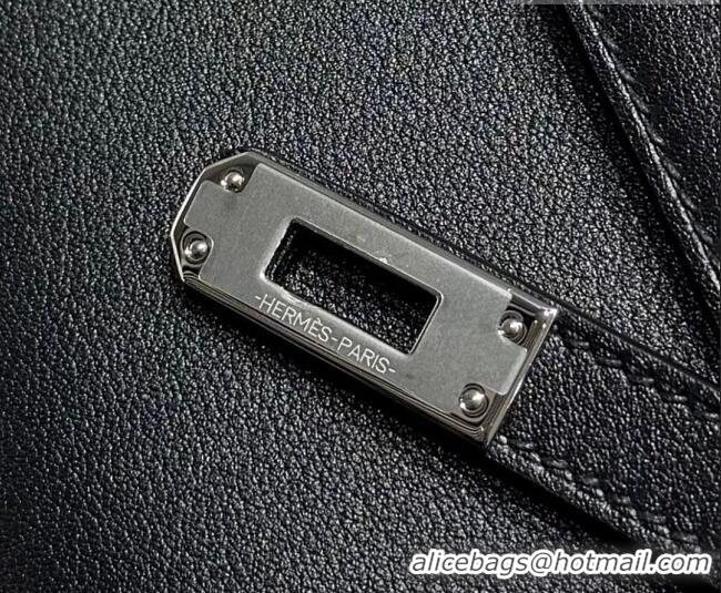 Grade Quality Hermes Kelly Pochette Swift Bag 22cm in Cow Leather 0414 Black/Silver 2026 (Half Handmade)