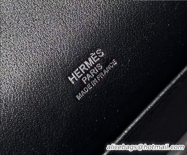 Grade Quality Hermes Kelly Pochette Swift Bag 22cm in Cow Leather 0414 Black/Silver 2026 (Half Handmade)