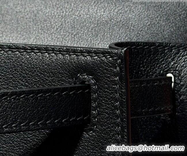 Top Design Hermes Kelly Pochette Swift Bag 22cm in Cow Leather 0414 Black/Gold 2026 (Half Handmade)