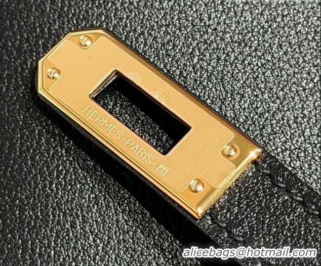 Top Design Hermes Kelly Pochette Swift Bag 22cm in Cow Leather 0414 Black/Gold 2026 (Half Handmade)