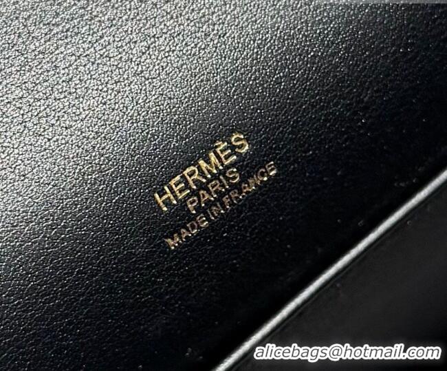 Top Design Hermes Kelly Pochette Swift Bag 22cm in Cow Leather 0414 Black/Gold 2026 (Half Handmade)