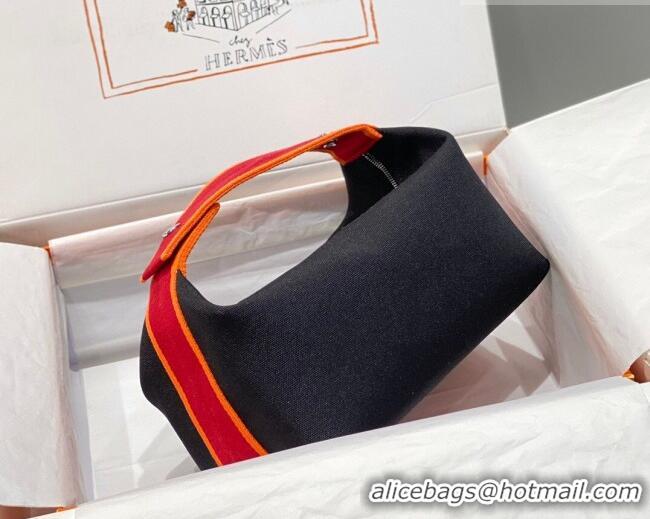 Spot Discount Hermes Trousse Bride-A-Brace Canvas Case with H Embroidery 4053 Black/Red 2026