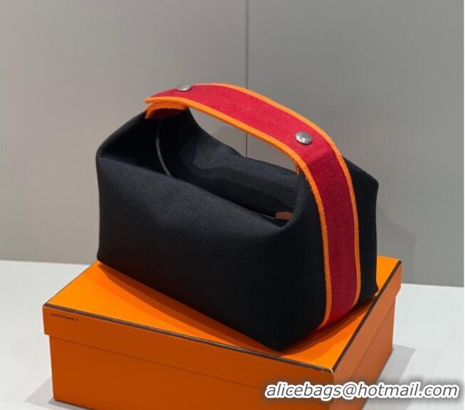 Spot Discount Hermes Trousse Bride-A-Brace Canvas Case with H Embroidery 4053 Black/Red 2026