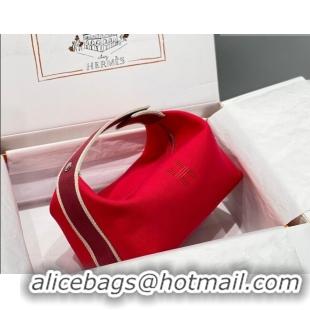 Fashion Cheap Hermes Trousse Bride-A-Brace Canvas Case with H Embroidery 4053 Chinese Red 2026
