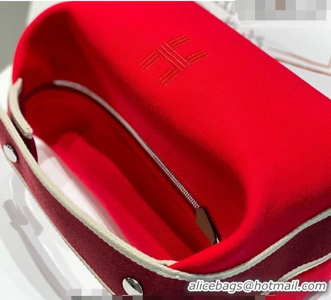 Fashion Cheap Hermes Trousse Bride-A-Brace Canvas Case with H Embroidery 4053 Chinese Red 2026