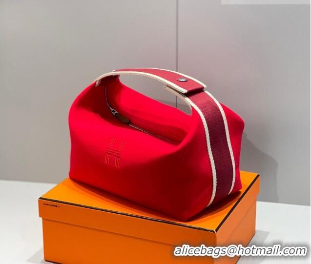 Fashion Cheap Hermes Trousse Bride-A-Brace Canvas Case with H Embroidery 4053 Chinese Red 2026