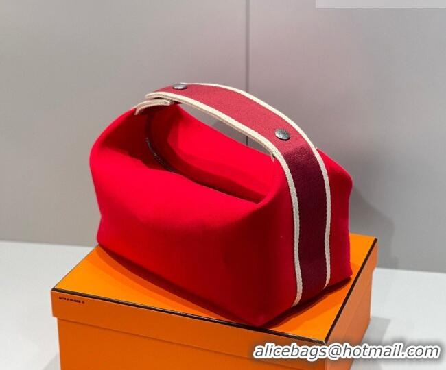 Fashion Cheap Hermes Trousse Bride-A-Brace Canvas Case with H Embroidery 4053 Chinese Red 2026