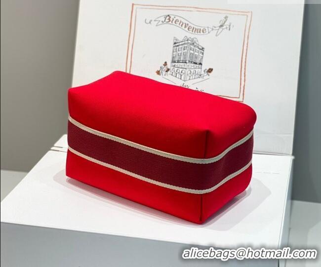 Fashion Cheap Hermes Trousse Bride-A-Brace Canvas Case with H Embroidery 4053 Chinese Red 2026