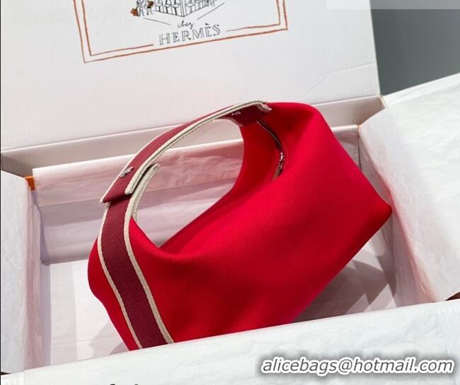 Fashion Cheap Hermes Trousse Bride-A-Brace Canvas Case with H Embroidery 4053 Chinese Red 2026