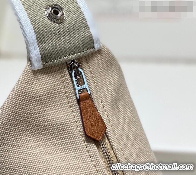Modern Classic Hermes Trousse Bride-A-Brace Canvas Case with H Embroidery 4053 Beige/Elephant Grey 2026