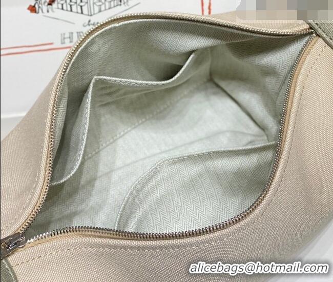 Modern Classic Hermes Trousse Bride-A-Brace Canvas Case with H Embroidery 4053 Beige/Elephant Grey 2026