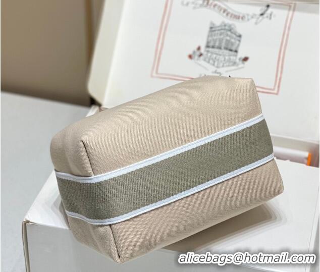 Modern Classic Hermes Trousse Bride-A-Brace Canvas Case with H Embroidery 4053 Beige/Elephant Grey 2026