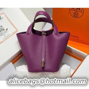 Best Grade Hermes Picotin Lock Mini Bag 18cm in Germany and Clemence TC Leather 4056 P9 Anemone Purple 2026 (Half Handma