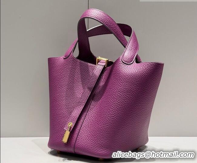 Best Grade Hermes Picotin Lock Mini Bag 18cm in Germany and Clemence TC Leather 4056 P9 Anemone Purple 2026 (Half Handma