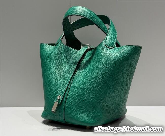 Discount Hermes Picotin Lock Mini Bag 18cm in Germany and Clemence TC Leather 4056 Velvet Green 2026 (Half Handmade)