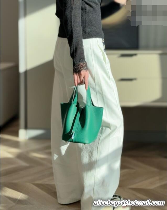 Discount Hermes Picotin Lock Mini Bag 18cm in Germany and Clemence TC Leather 4056 Velvet Green 2026 (Half Handmade)