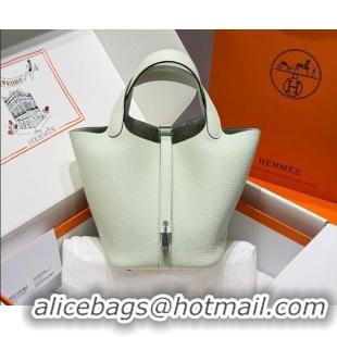 Classic Grade Hermes Picotin Lock Mini Bag 18cm in Germany and Clemence TC Leather 4056 Bubble Green 2026 (Half Handmade