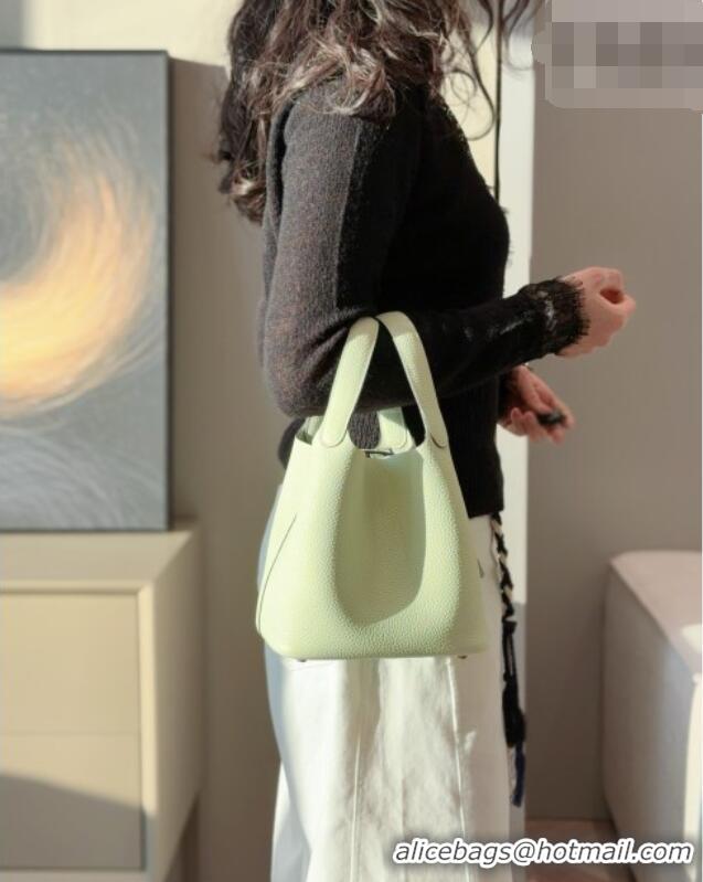 Classic Grade Hermes Picotin Lock Mini Bag 18cm in Germany and Clemence TC Leather 4056 Bubble Green 2026 (Half Handmade