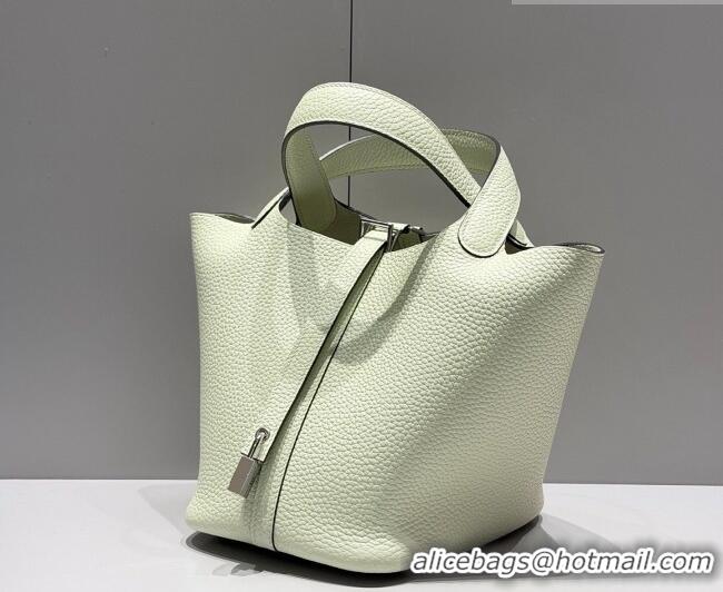 Classic Grade Hermes Picotin Lock Mini Bag 18cm in Germany and Clemence TC Leather 4056 Bubble Green 2026 (Half Handmade