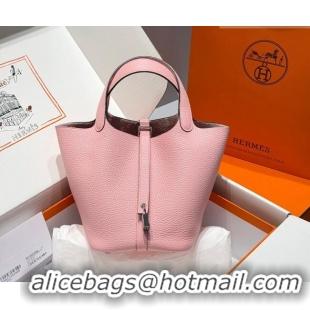 Spot Bulk Hermes Picotin Lock Mini Bag 18cm in Germany and Clemence TC Leather 4056 Rose Sakura Pink 2026 (Half Handmade