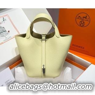 Grade Hermes Picotin Lock Mini Bag 18cm in Germany and Clemence TC Leather 4056 Jaune Milton Yellow 2026 (Half Handmade)