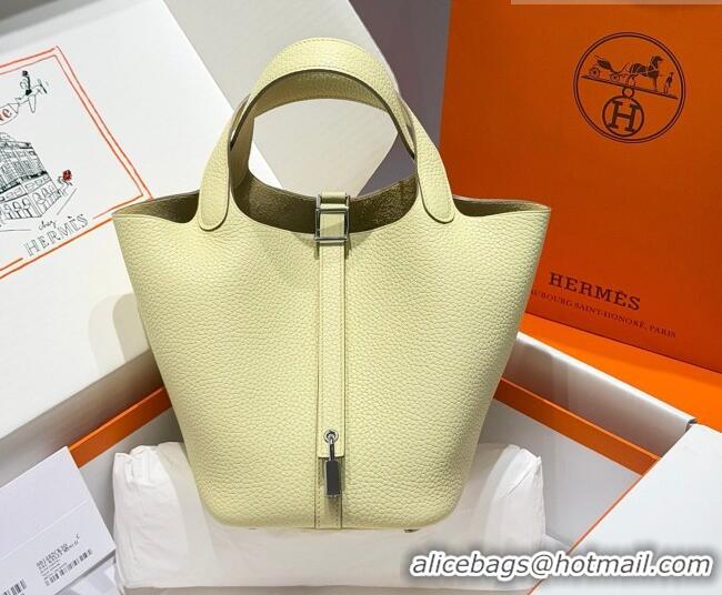 Grade Hermes Picotin Lock Mini Bag 18cm in Germany and Clemence TC Leather 4056 Jaune Milton Yellow 2026 (Half Handmade)