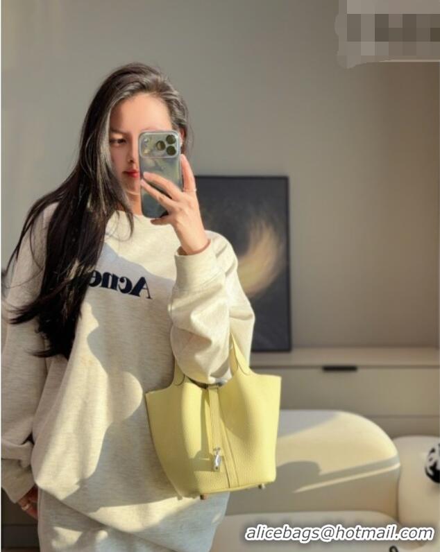 Grade Hermes Picotin Lock Mini Bag 18cm in Germany and Clemence TC Leather 4056 Jaune Milton Yellow 2026 (Half Handmade)