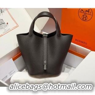 Low Cost Hermes Picotin Lock Mini Bag 18cm in Germany and Clemence TC Leather 4056 46 Ebeny 2026 (Half Handmade)